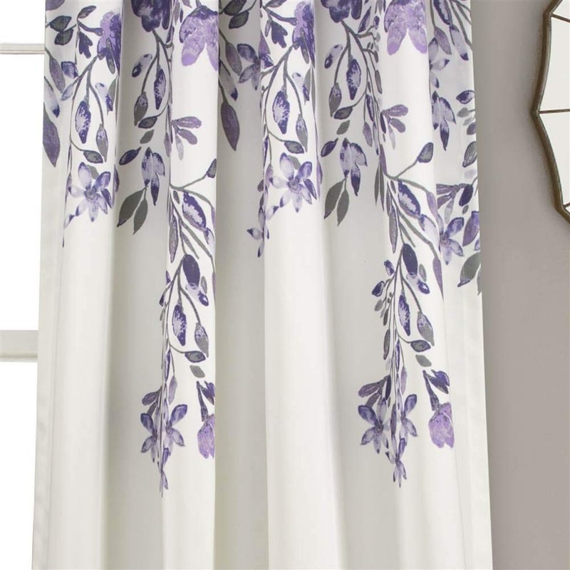 Lush Decor Tanisha Curtains - Light Filtering Window Panel Set, Pair - Floral Vine Print, Beautiful, Modern, Elegant Home Decor - 52" W x 95" L, Purple & Gray - Image 4